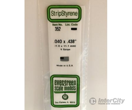 Evergreen 352 24 White Strips- .040X.438 (9/Pk) Scratch Building Supplies