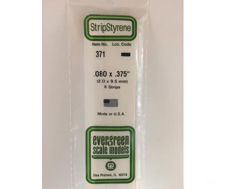 Evergreen 371 24 White Strips- .080X.375 (8/Pk) Scratch Building Supplies