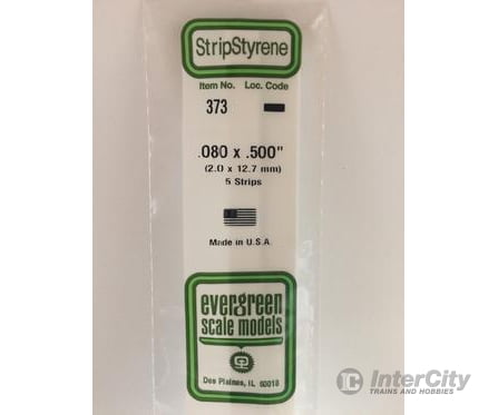 Evergreen 373 24 White Strips- .080X.500 (5/Pk) Scratch Building Supplies