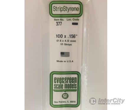 Evergreen 377 24 White Strips- .100X.156 (10/Pk) Scratch Building Supplies