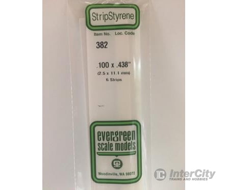 Evergreen 382 24 White Strips- .100X.438 (6/Pk) Scratch Building Supplies