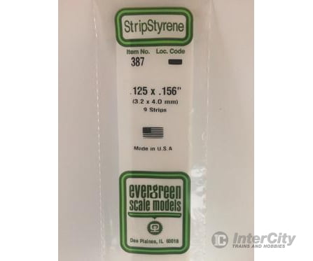 Evergreen 387 24 White Strips- .125X.156 (9/Pk) Scratch Building Supplies