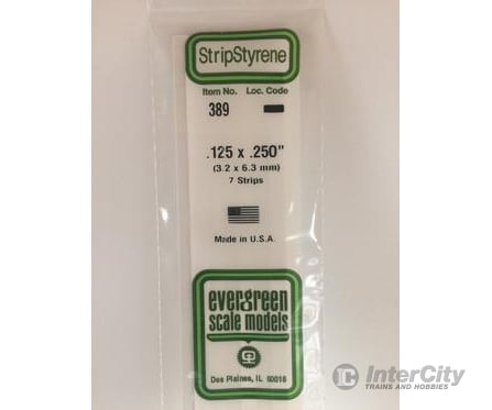 Evergreen 389 24 White Strips- .125X.250 (7/Pk) Scratch Building Supplies