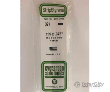 Evergreen 391 24 White Strips- .125X.375 (6/Pk) Scratch Building Supplies