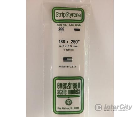 Evergreen 399 24 White Strips- .188X.250 (6/Pk) Scratch Building Supplies