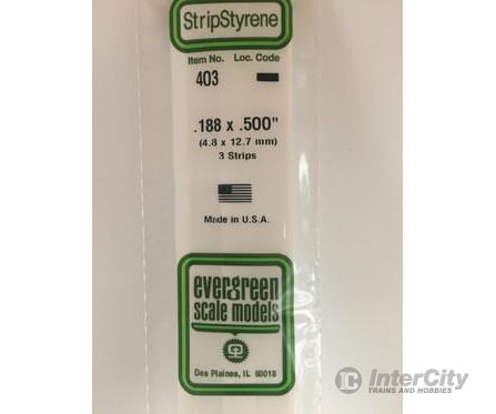 Evergreen 403 24 White Strips- .188X.500 (3/Pk) Scratch Building Supplies