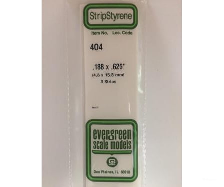 Evergreen 404 24 White Strips- .188X.625 (3/Pk) Scratch Building Supplies