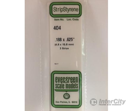 Evergreen 404 24 White Strips- .188X.625 (3/Pk) Scratch Building Supplies