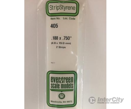 Evergreen 405 24 White Strips- .188X.750 (2/Pk) Scratch Building Supplies