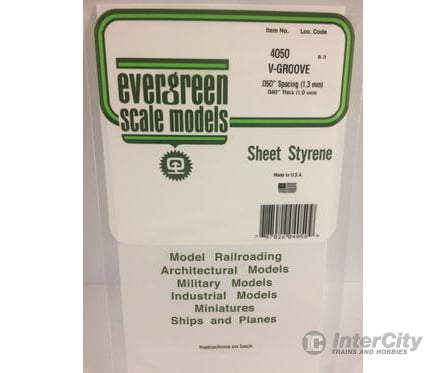 Evergreen 4050 .040 Siding-V Groove .050 Spacing Scratch Building Supplies