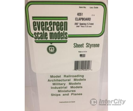 Evergreen 4051 .040 Siding-Clap Board .050 Spacing Scratch Building Supplies