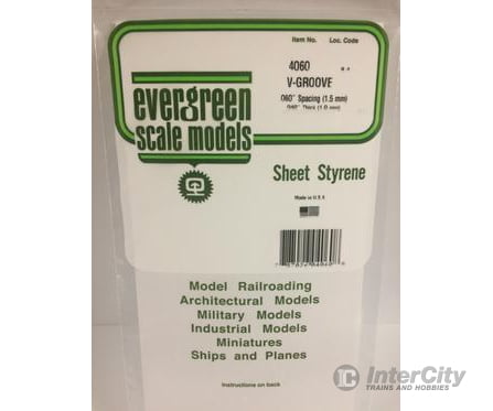 Evergreen 4060 .040 Siding-V Groove .060 Spacing Scratch Building Supplies