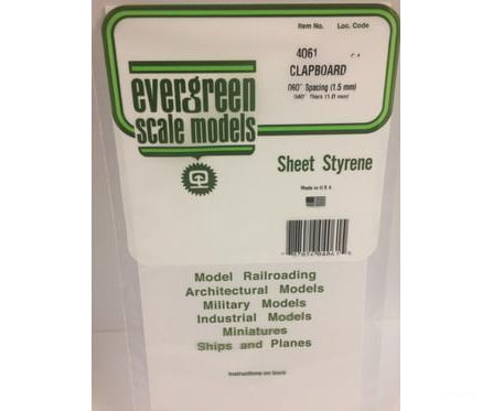 Evergreen 4061 .040 Siding-Clap Board .060 Spacing Scratch Building Supplies