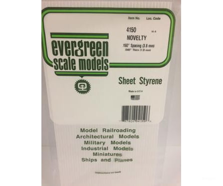 Evergreen 4150 .040 Siding- Novelty .150 Spacing Scratch Building Supplies