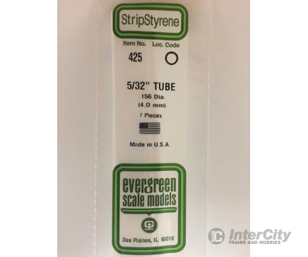Evergreen 425 24 White Tubing- .156 (7/Pk) Scratch Building Supplies