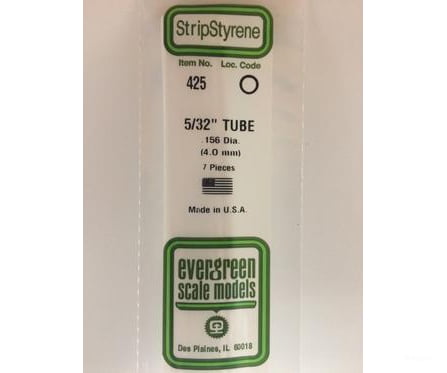 Evergreen 425 24 White Tubing- .156 (7/Pk) Scratch Building Supplies