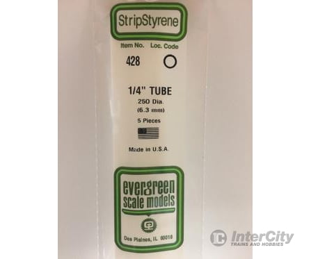 Evergreen 428 24 White Tubing- .250 (5/Pk) Scratch Building Supplies