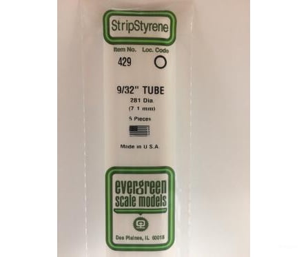 Evergreen 429 24 White Tubing- .281 (5/Pk) Scratch Building Supplies