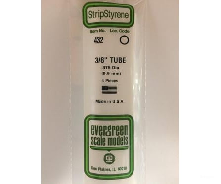 Evergreen 432 24 White Tubing- .375 (4/Pk) Scratch Building Supplies