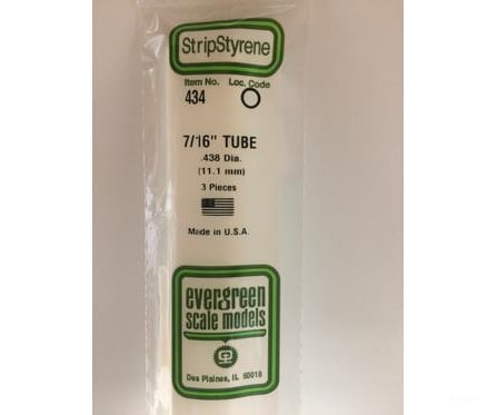 Evergreen 434 24 White Tubing- .438 (3/Pk) Scratch Building Supplies