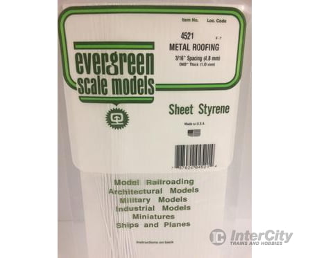 Evergreen 4521 Seam Roof-3/16 Scratch Building Supplies
