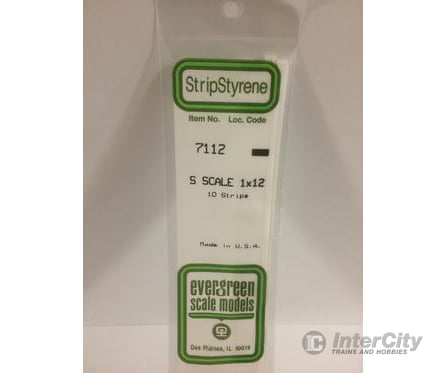 Evergreen 7112 S Strips-1X12 (10/Pk) Scratch Building Supplies