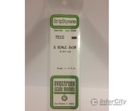 Evergreen 7210 S Strips-2X10 (9/Pk) Scratch Building Supplies