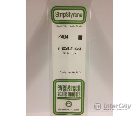 Evergreen 7404 S Strips-4X4 (9/Pk) Scratch Building Supplies