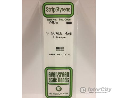Evergreen 7406 S Strips-4X6 (9/Pk) Scratch Building Supplies