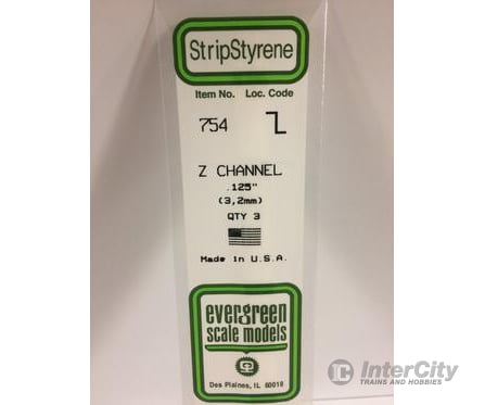 Evergreen 754 14 Z Channels 3.1Mm (3Pcs) Scratch Building Supplies