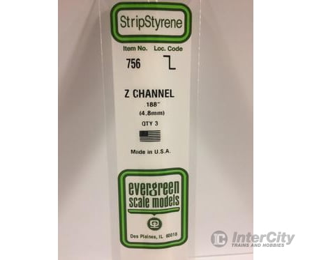 Evergreen 756 14 Z Channels 4.7Mm (3Pcs) Scratch Building Supplies