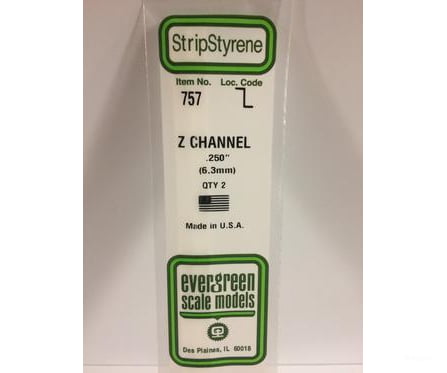 Evergreen 757 14 Z Channels 6.3Mm (3Pcs) Scratch Building Supplies