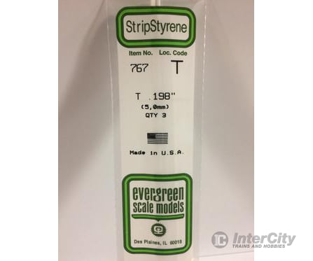 Evergreen 767 14 T Channels 5.0Mm (3Pcs) Scratch Building Supplies