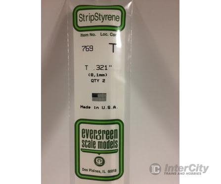 Evergreen 769 14 T Channels 8.1Mm (2Pcs) Scratch Building Supplies