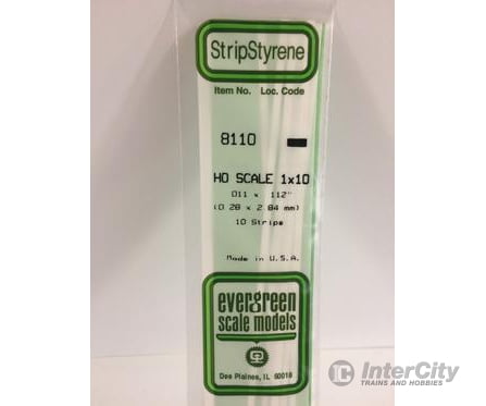 Evergreen 8110 Ho Strips-1X10 (10/Pk) Scratch Building Supplies