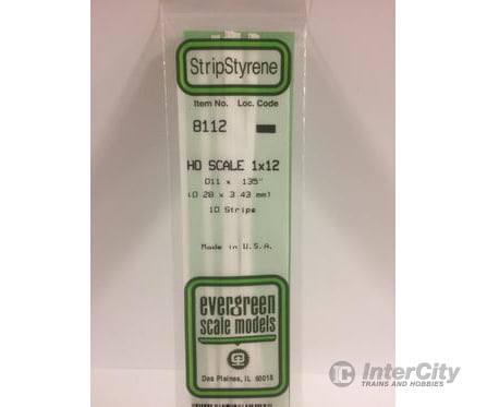Evergreen 8112 Ho Strips-1X12 (10/Pk) Scratch Building Supplies