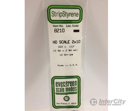 Evergreen 8210 Ho Strips-2X10 (10/Pk) Scratch Building Supplies