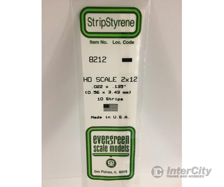 Evergreen 8212 Ho Strips-2X12 (10/Pk) Scratch Building Supplies