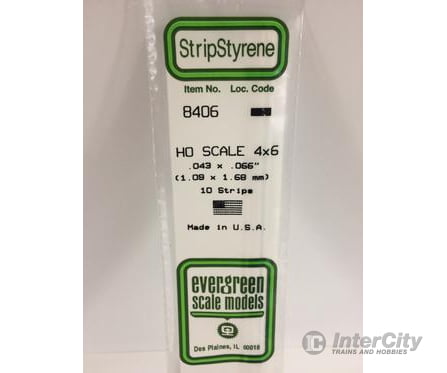 Evergreen 8406 Ho Strips-4X6 (10/Pk) Scratch Building Supplies
