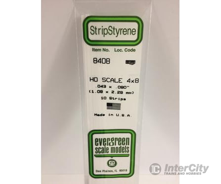Evergreen 8408 Ho Strips-4X8 (10/Pk) Scratch Building Supplies