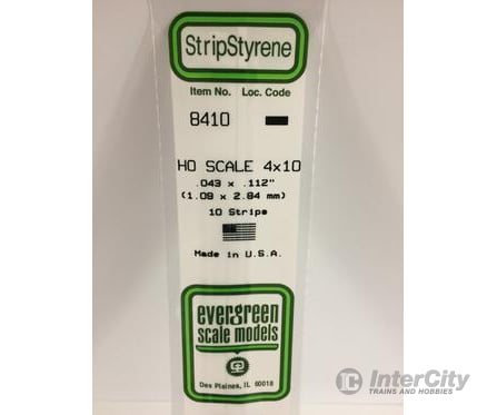 Evergreen 8410 Ho Strips-4X10 (10/Pk) Scratch Building Supplies