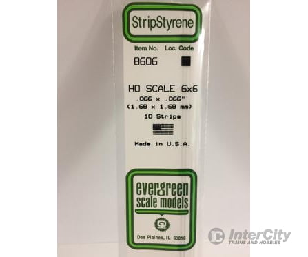 Evergreen 8606 Ho Strips-6X6 (10/Pk) Scratch Building Supplies