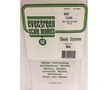 Evergreen 9005 6X12 Clear Sheet- .005 (3/Pk) Scratch Building Supplies