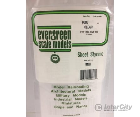 Evergreen 9006 6X12 Clear Sheet- .010 (2/Pk) Scratch Building Supplies