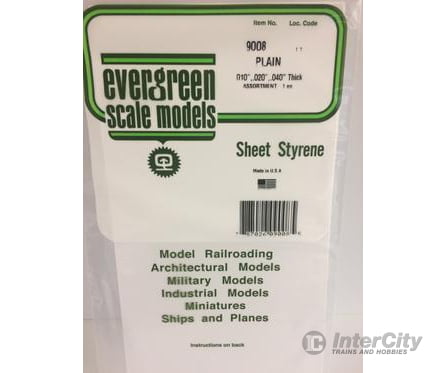 Evergreen 9008 6X12 Plain Sheet- Assortment Scratch Building Supplies
