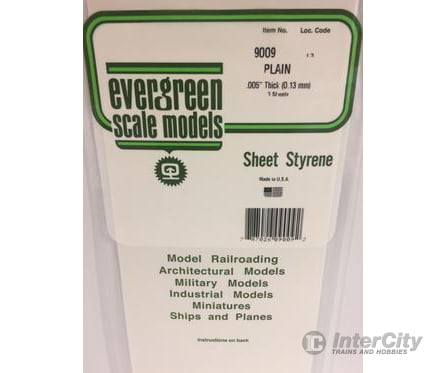 Evergreen 9009 6X12 Plain Sheet- .005 (3/Pk) Scratch Building Supplies