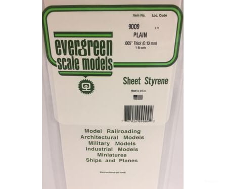 Evergreen 9009 6X12 Plain Sheet- .005 (3/Pk) Scratch Building Supplies