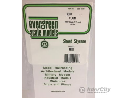 Evergreen 9030 6X12 Plain Sheet- .030 (2/Pk) Scratch Building Supplies