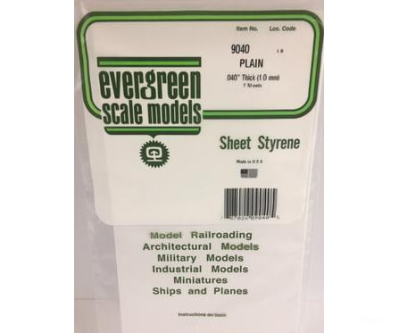Evergreen 9040 6X12 Plain Sheet- .040 (2/Pk) Scratch Building Supplies