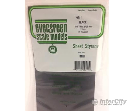 Evergreen 9511 6X12 Black Sheet .25Mm (4Pcs) Scratch Building Supplies
